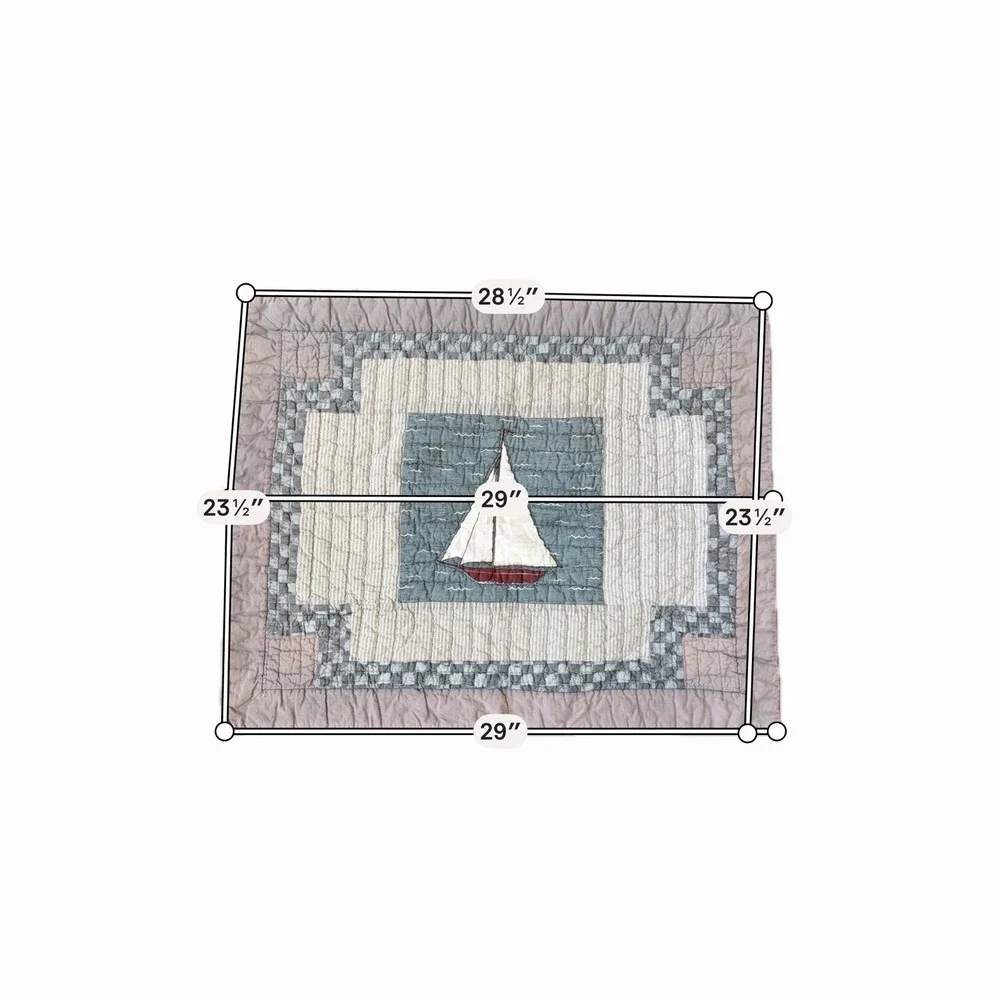 VTG Sailboat Quilted  Pillow Shams‎ 29X 23 EUC Cotton Nautical Coastal